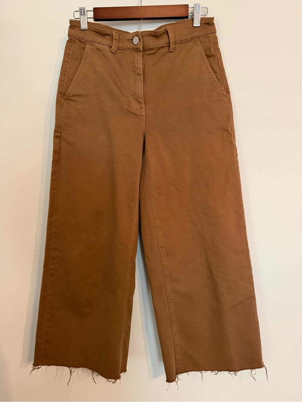 Wide Leg Cropped Pants in Warm Brown
